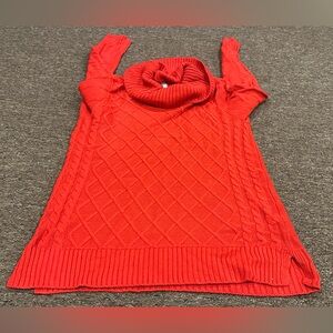 EUC! Studio11 Women's L Red Cable Knit Turtleneck Sweater